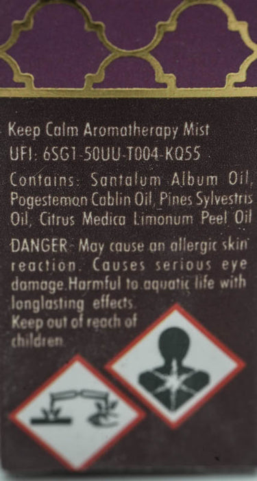 Aromaspray Keep Calm - Duftnote: Sandelholz, Patchouli, Zitrone und Kiefernholz, 8 ml