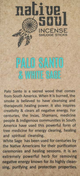 Räucherstäbchen Smudge Incense Native Soul palo santo & white sage 15 gr