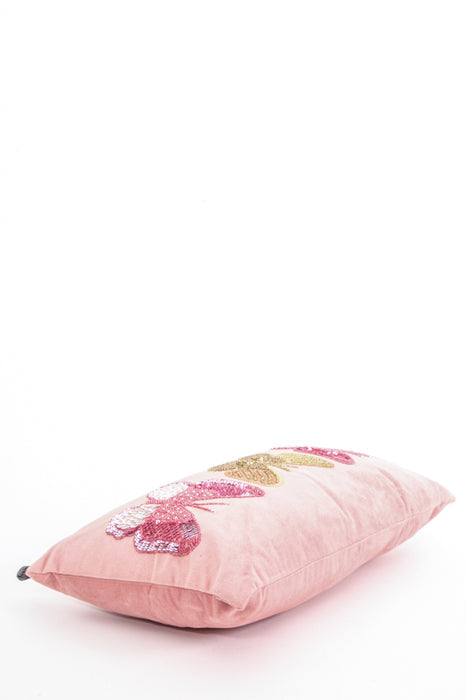 Coussin déco papillons rose 30x50cm