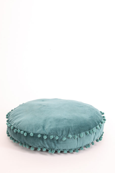 Coussin décoratif rd Pom Pom pétrole