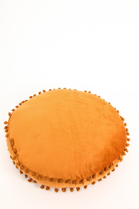 Coussin décoratif rond Pom Pom rouille