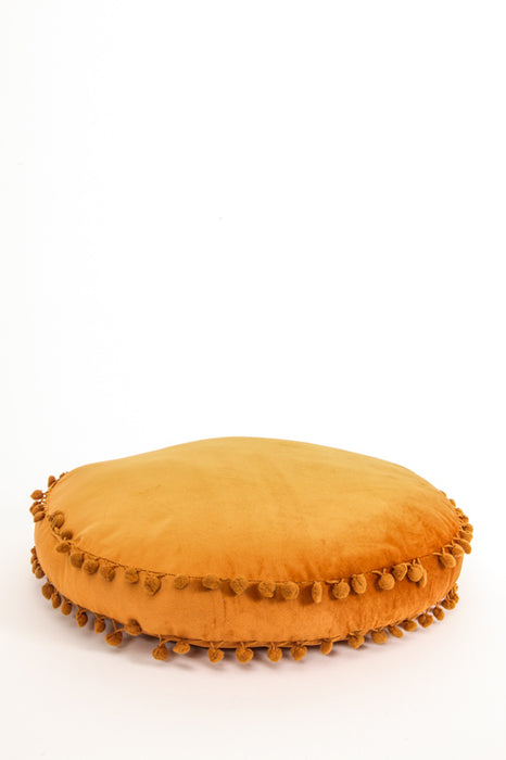 Coussin décoratif rond Pom Pom rouille