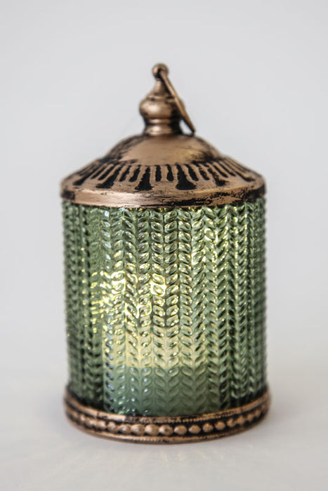 Lantern olive green 6.5x6.5x11.5 cm