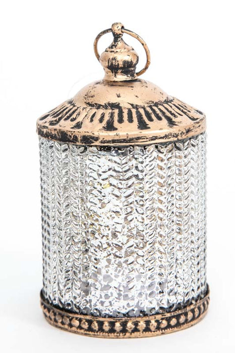 Lantern silver-colored 6.5x6.5x11.5 cm