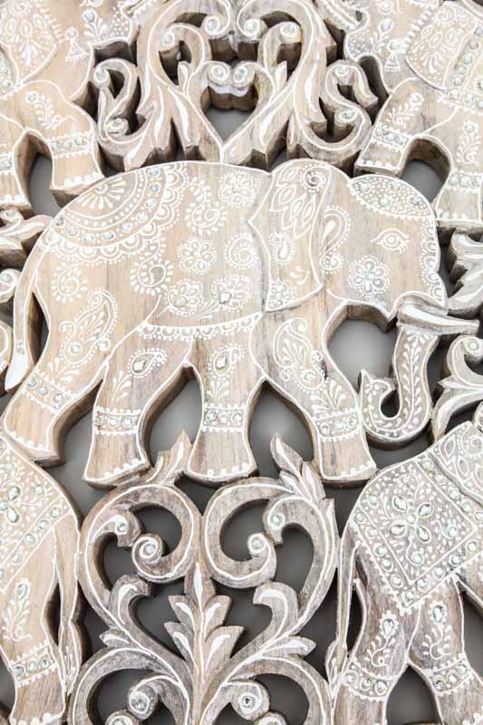 Wanddeko Elefant Henna bemalt 50 x 50 cm