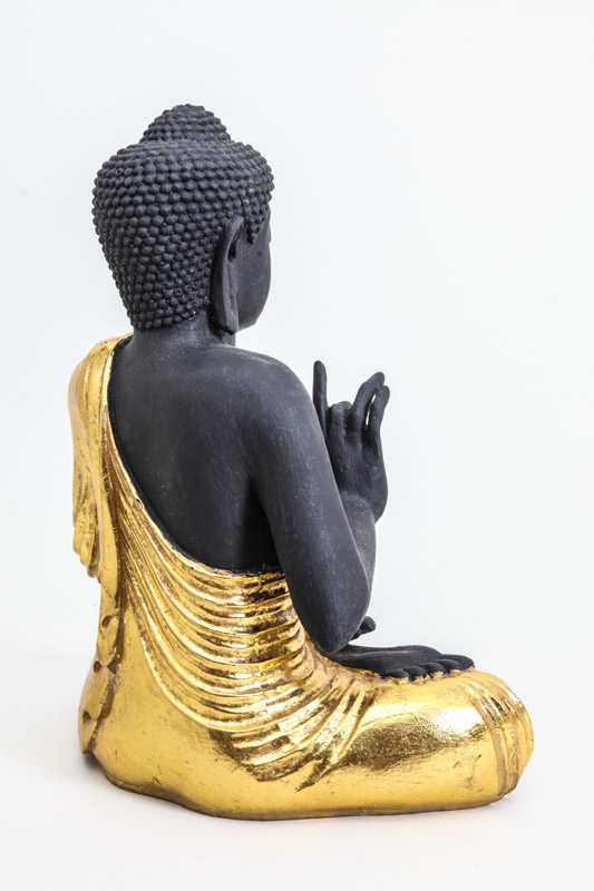 Buddha Lotussitz schwarz goldfarben 40 cm